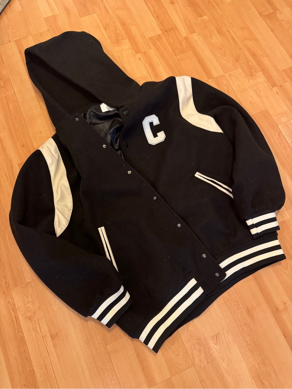 Celine Black Hooded Satin-Lined Jacket - Picture 1 of 4
